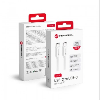 USB cable Forcell (C339) "USB-C (Type-C) to USB-C (Type-C)" (100W 5A) white 2M
