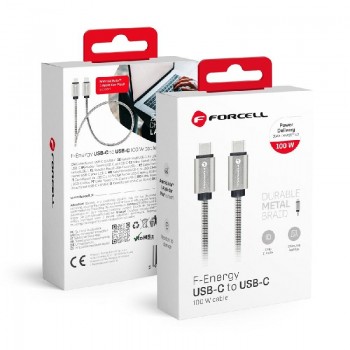 USB cable Forcell (C239) "USB-C (Type-C) to USB-C (Type-C)" (100W 5A) silver 1M