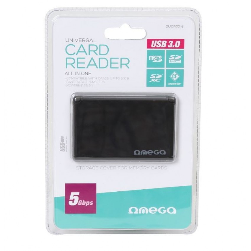 Кардридер Omega (OUCR33IN1) (microSDHC,SDHC,SDXC USB 3.0) черный