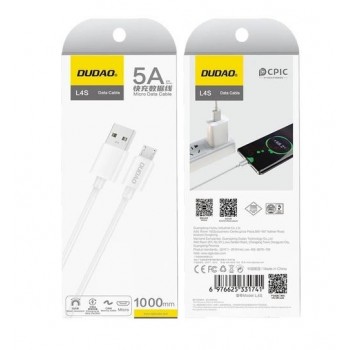 USB cable Dudao (L4SM) microUSB (2A) white (1m)