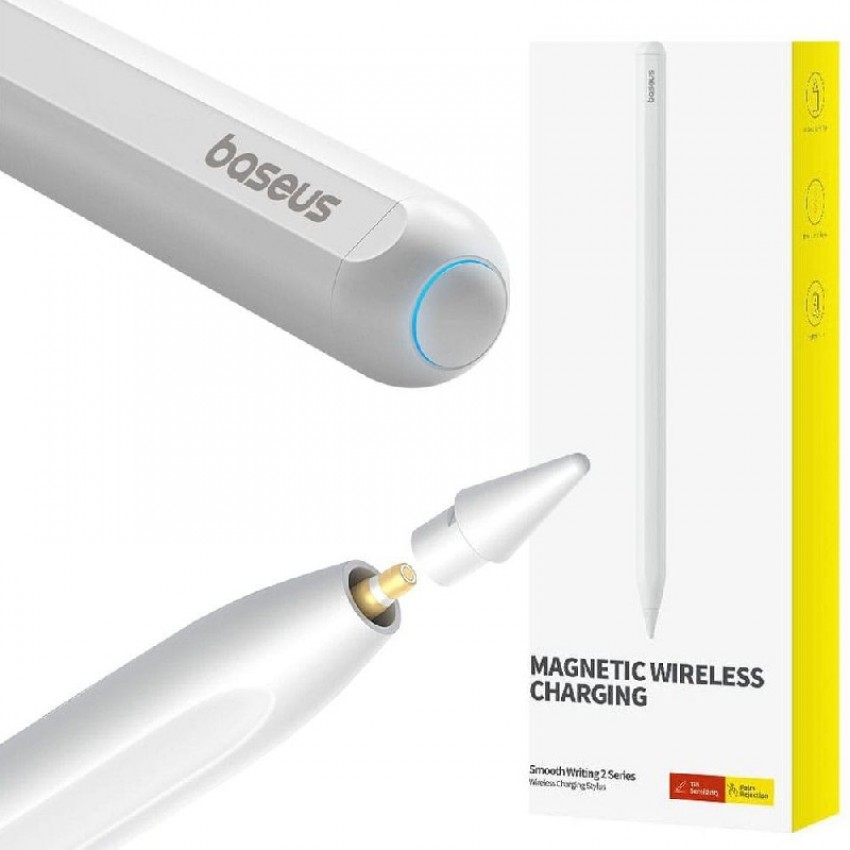 Įvedimo rašiklis (stylus) BASEUS Active (wireless charging) (125mAh) baltas