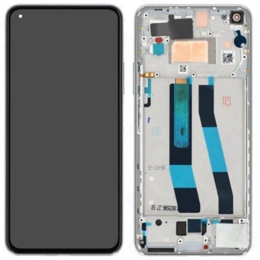 LCD screen Xiaomi 11 Lite 5G NE with touch screen with frame Silver/White original (service pack)