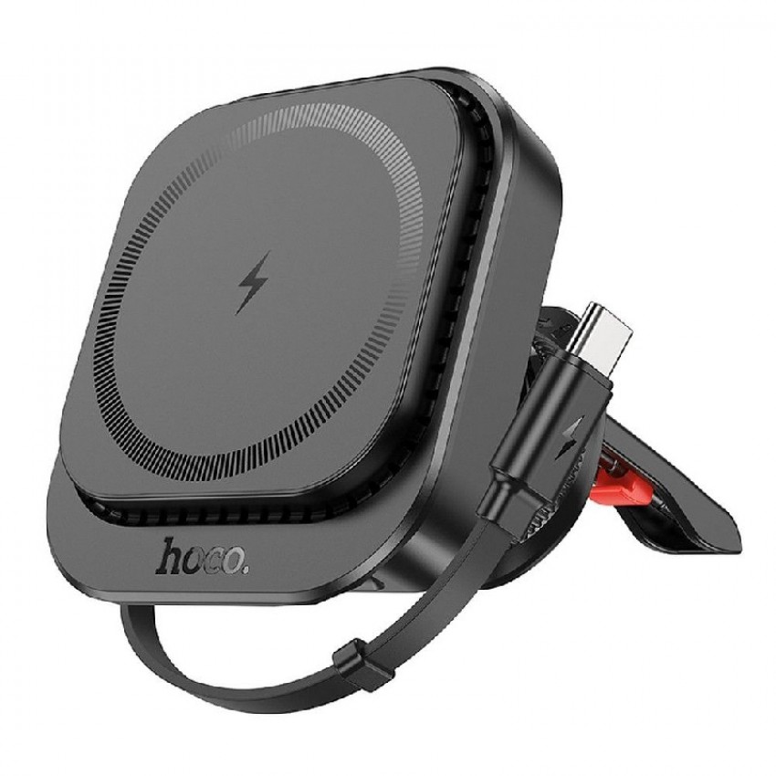 Wireless car charger+holder HOCO (HW23) (MagSafe 15W) for using on ventilation grille black