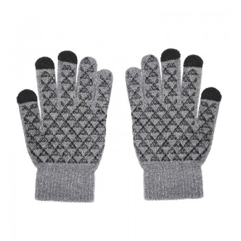 Universal Touchscreen Winter Gloves Triangle Man grey