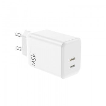 Charger NCC (2xUSB-C; 45W) white
