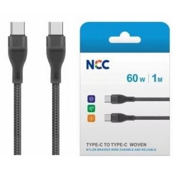 USB cable NCC Woven "USB-C to USB-C" (60W) 1m black