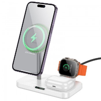 Wireless charging station HOCO 3in1 (CQ12) (MagSafe) (Phone; Pods; Watch) 15W white