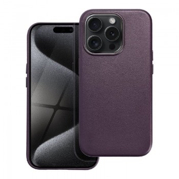 Dėklas Leather Mag Cover (MagSafe) skirtas iPhone 15 violetinis