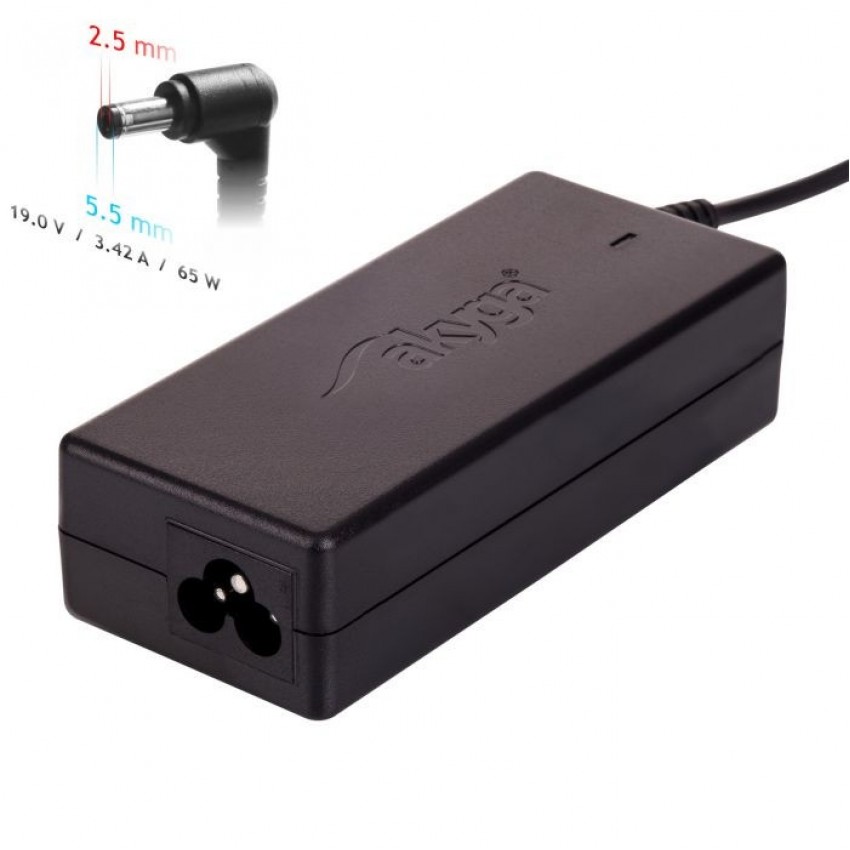 Charger for laptop Akyga AK-ND-01 (19V / 3.42A 65W 5.5 x 2.5mm) ASUS / TOSHIBA / LENOVO 1.2m