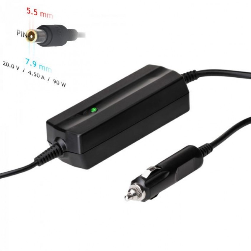 Car charger for laptop Akyga AK-ND-39 (20V / 4.5A 90W 7.9 x 5.5mm + pin) LENOVO 1.2m