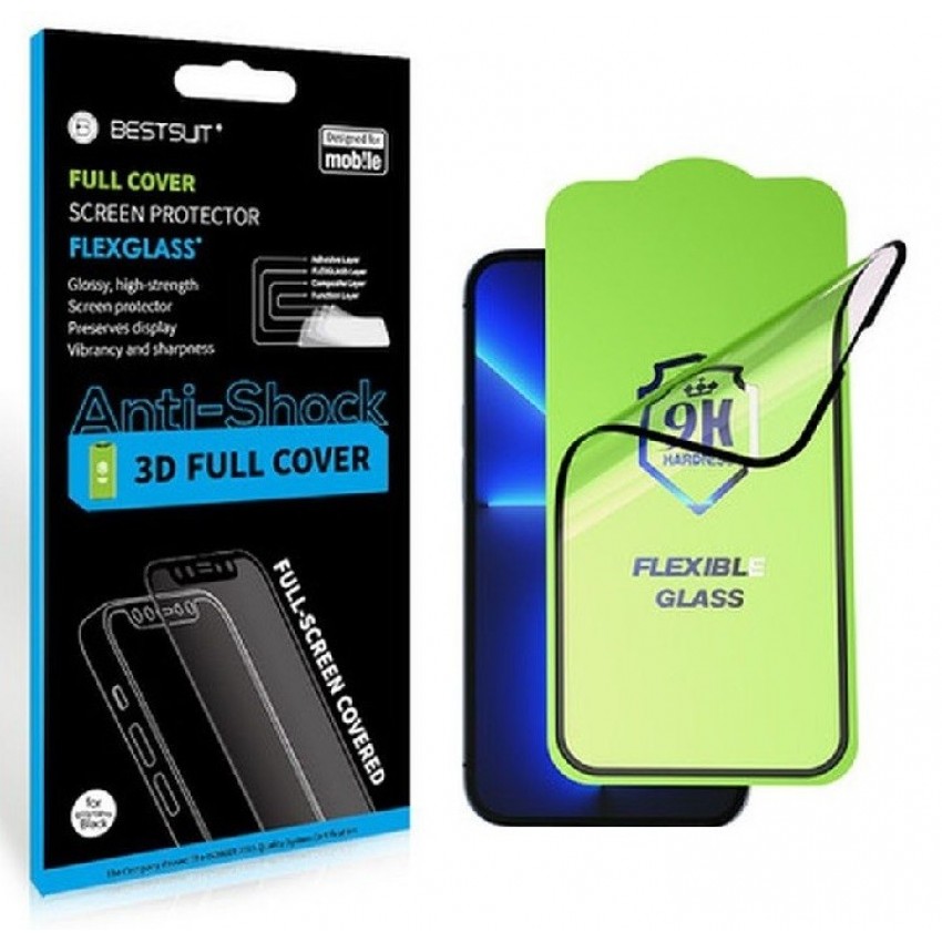 Screen protection glass Bestsuit Flexible Hybrid Glass 5D Samsung A165 A16 4G/A166 A16 5G case-friendly black