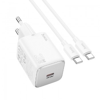 Charger HOCO (N40) + "USB-C to USB-C" (1xUSB-C 20W) white