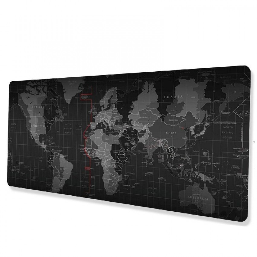 Mouse/keyboard pad World map (RC-K-1073) (30cm x 80cm x 2mm) black