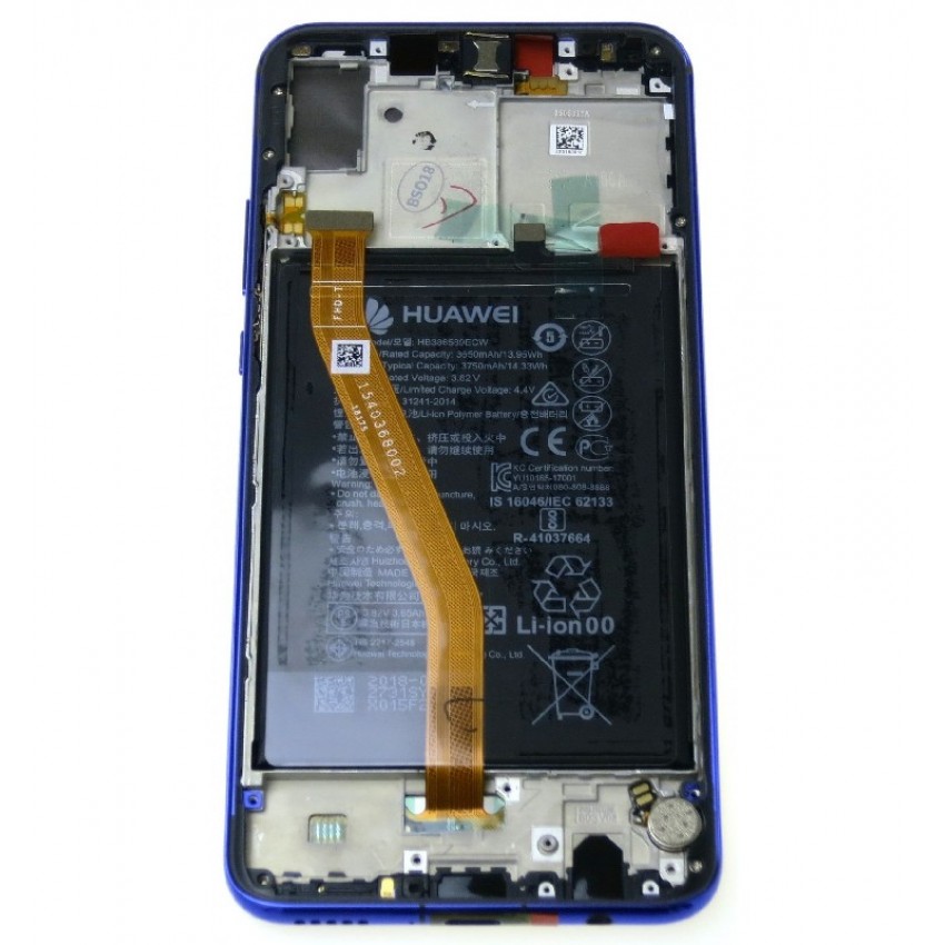 LCD screen Huawei Nova 3 with touch screen with frame and battery Iris Purple original (service pack)