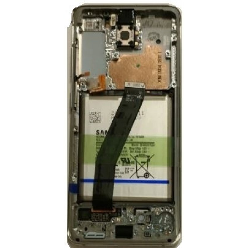 LCD screen Samsung G981F/G980F S20 with touch screen and frame and battery Cloud White original (service pack)
