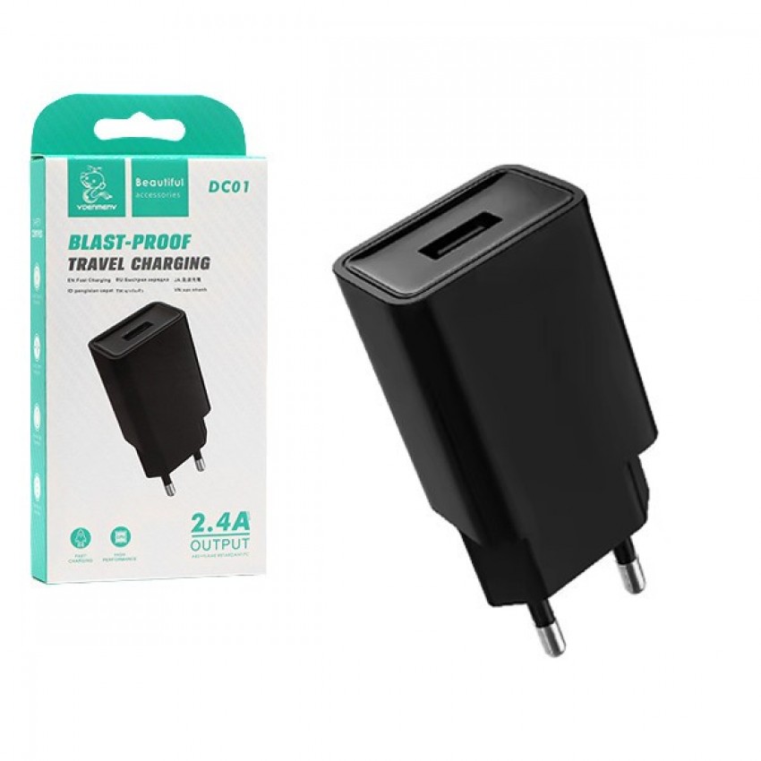 Charger Denmen (DC01B) (1xUSB 2.4A) black