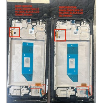 Ekranas Xiaomi Redmi Note 14 4G (Europe) su lietimui jautriu stikliuku ir rėmeliu Midnight Black originalus (service pack)