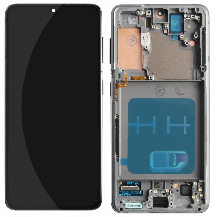 LCD screen Samsung G991 S21 with touch screen and frame Phantom Black OLED (real size)