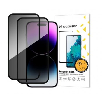 Screen protection glass "Wozinsky Privacy 5D Full Glue" Apple iPhone 17 Pro case-friendly Anti Spy (2pcs)