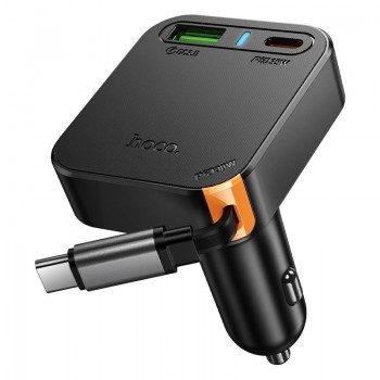 Car charger Hoco NZ18 (1xUSB; 1xUSB-C; 65W) + USB-C cable black