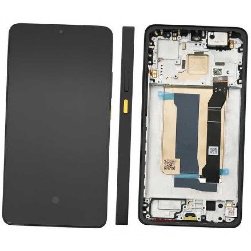 Ekranas Xiaomi Poco X7 Pro 5G su lietimui jautriu stikliuku ir rėmeliu Yellow originalus (service pack)