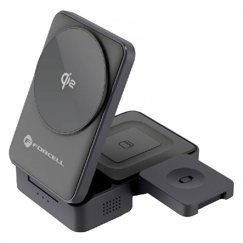 Belaidis įkroviklis Forcell 3in1 (F-05) (MagSafe) (Phone; Pods; Watch) 15W