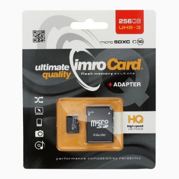 Atminties korta IMRO MicroSD 256GB 100MB/s (class10 UHS 3 4K) + SD Adapteris
