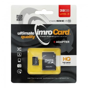 Atminties korta IMRO MicroSD 32GB 100MB/s (class10 UHS 3 4K) + SD Adapteris