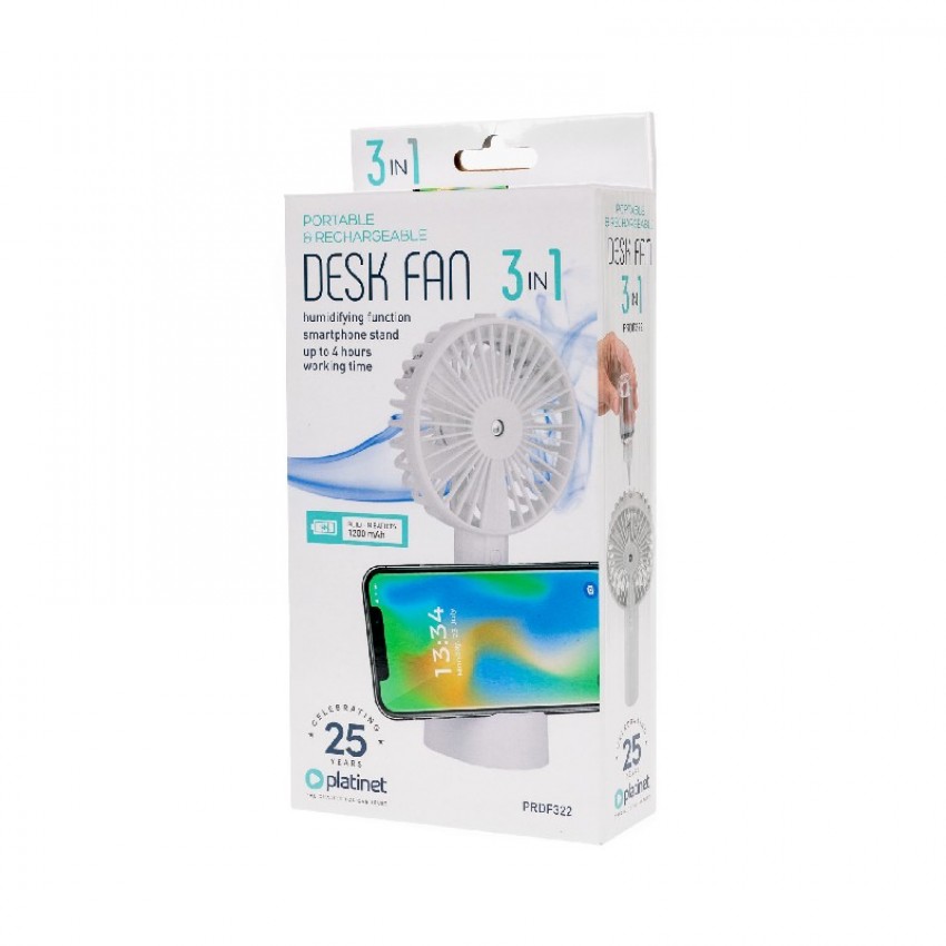 Platinet table fan (humidifier 1200mAh 3w) white