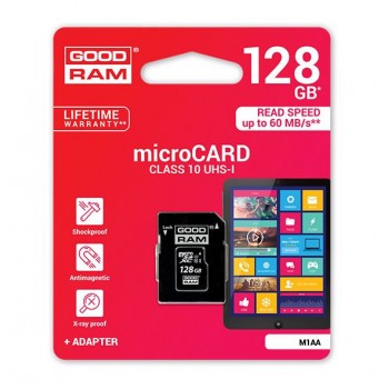 Atminas karte Goodram microSD 128Gb (class 10) + SD adapter