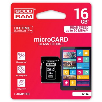 Atminas karte Goodram microSD 16Gb (class 10) + SD adapter