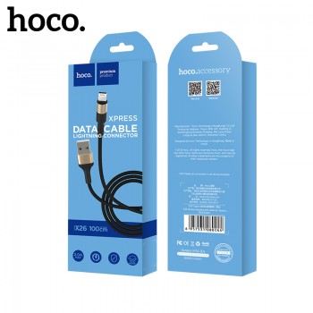USB kabelis Hoco X26 Lightning 1.0m melns-zelts