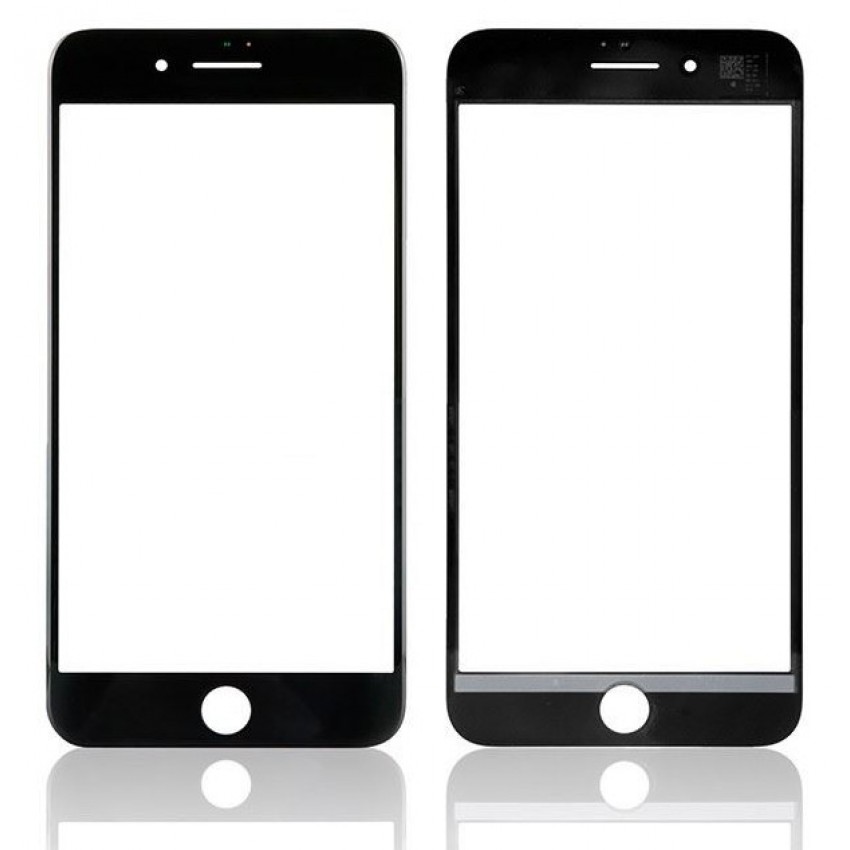 LCD stikls Apple iPhone 8 Plus ar rāmi un OCA melns V2 ORG