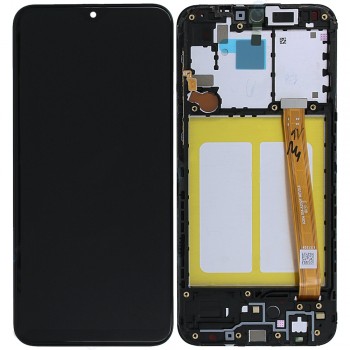 Displejs Samsung A202 A20e ar skārienjūtīgo paneli ar rami oriģināls Black (service pack)