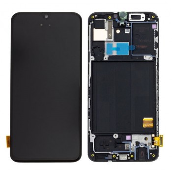 Displejs Samsung A405 A40 ar skārienjūtīgo paneli ar rami oriģināls Black (service pack)