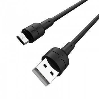 USB kabelis Borofone BX30 microUSB 1.0m silikons melns