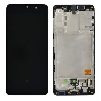 Displejs Samsung A415 A41 ar skārienjūtīgo paneli ar rami oriģināls Black (service pack)