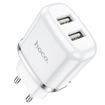Laadija Hoco N4 kahega USB pistikuga (2.4A) valge