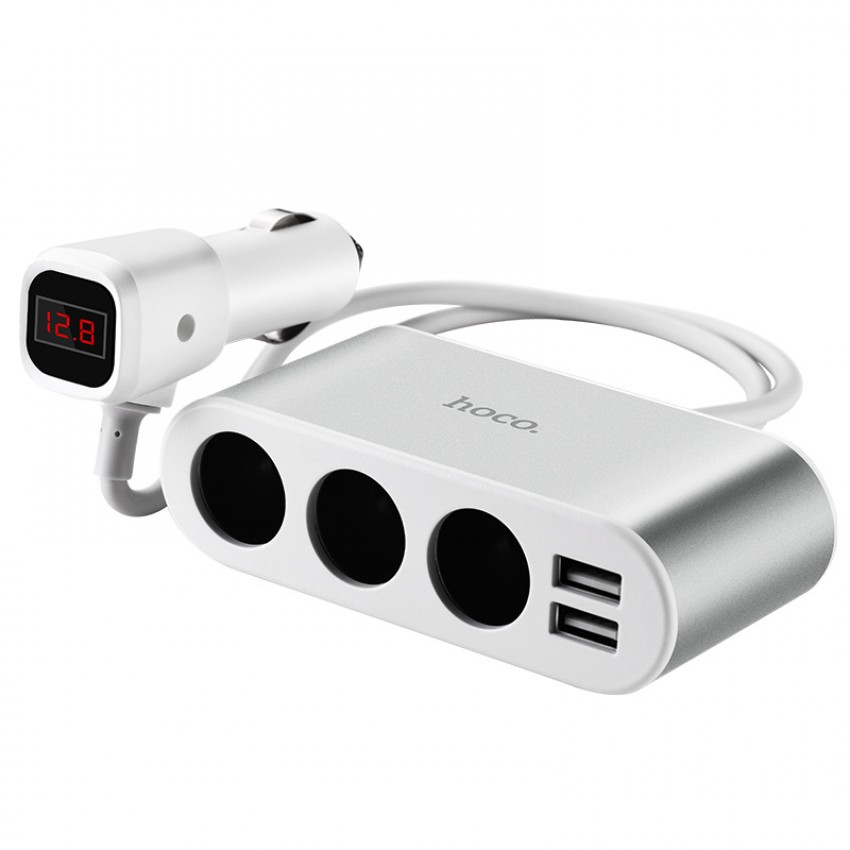 Car socket splitter Hoco Z13 with 2 USB port and 3 plugs