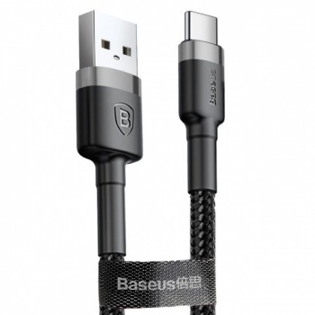 USB kabelis Baseus Cafule Type-C 1.0m 3A pelēks-melns CATKLF-BG1