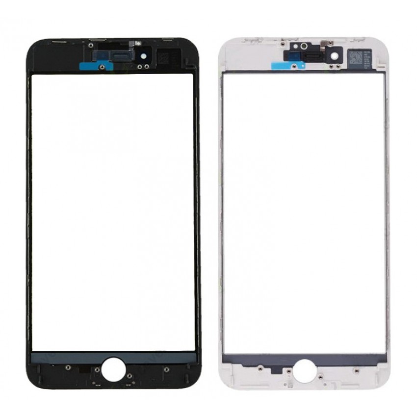 LCD stikls Apple iPhone 8 Plus ar rāmi un OCA melns V3