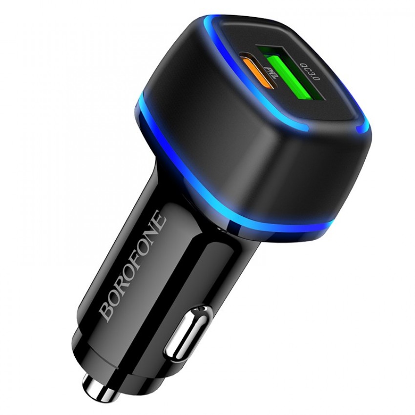 Car charger Borofone BZ14A PD20W+QC3.0 with 2 USB connectors black