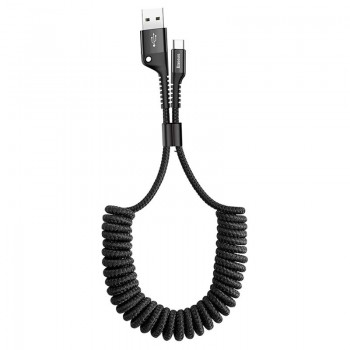 USB kabelis Baseus Fish Eye Spring Type-C 2.0A 1m melns CATSR-01