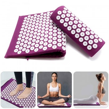 Acupressure massage mat with cushion MM-001 wine red