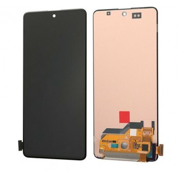Displejs Samsung A515 A51 ar skārienjūtīgo paneli melns OLED (real size)