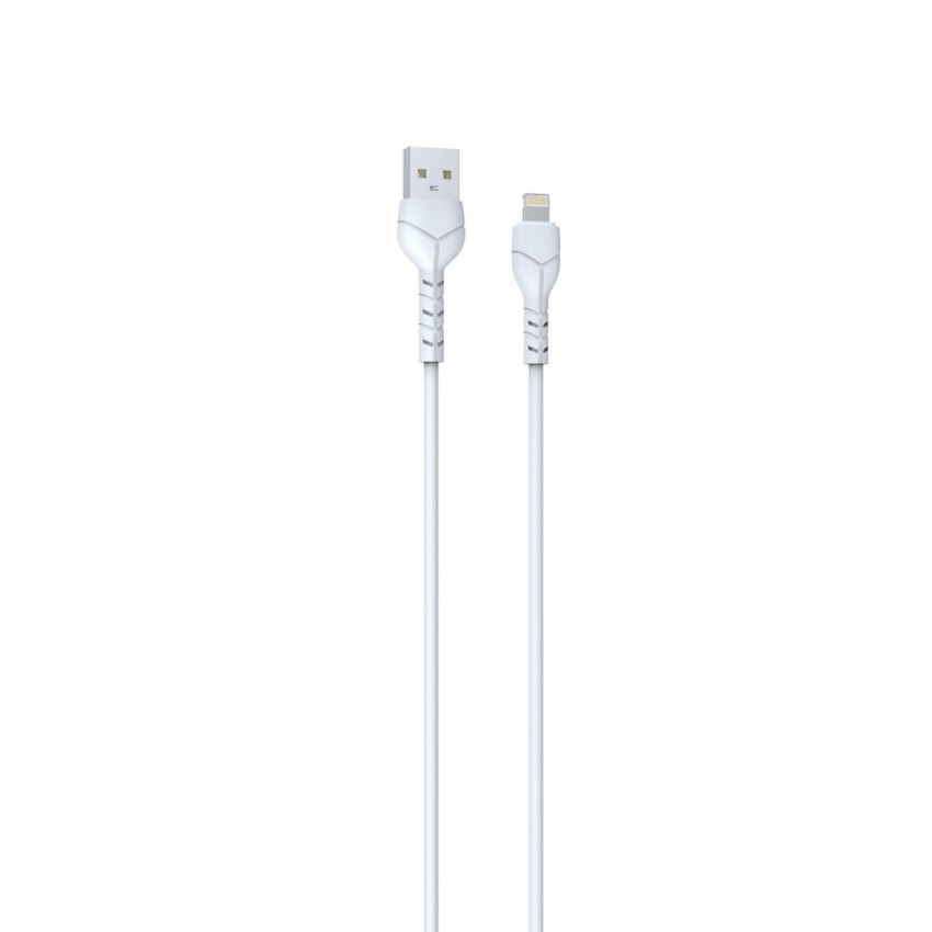 USB kabelis Devia Kintone Lightning 1.0m balts 5V 2.1A