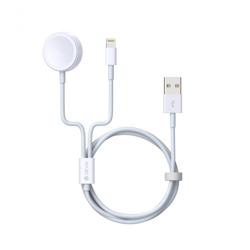 USB kabelis Devia Smart 2in1 Lightning+Apple Watch bezvadu lādētājs