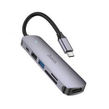 Adapter HB28 Type-C multi-function converter HDMI+USB3.0+USB2.0+SD+TF+PD grey