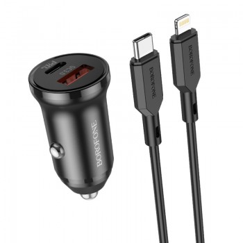 Car charger Borofone BZ18A USB-A/Type-C PD20W+QC3.0 + Lightning black