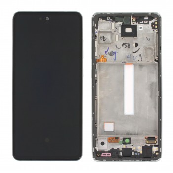 Displejs Samsung A525 A52 4G/A526 A52 5G ar skārienjūtīgo paneli ar rami oriģināls Awesome White (service pack)